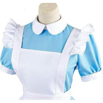 Brain Giggles Alice in Wonderland Dress For Girls, Classic Blue Dress With Apron And Headband Perfect for Halloween, Cosplay And World Book Day Costume, Medium
