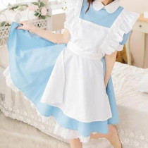 Brain Giggles Alice in Wonderland Dress For Girls, Classic Blue Dress With Apron And Headband Perfect for Halloween, Cosplay And World Book Day Costume, Medium