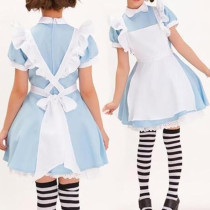 Brain Giggles Alice in Wonderland Dress For Girls, Classic Blue Dress With Apron And Headband Perfect for Halloween, Cosplay And World Book Day Costume, Medium
