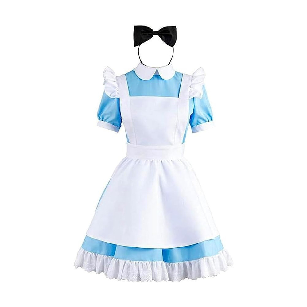Brain Giggles Alice in Wonderland Dress For Girls, Classic Blue Dress With Apron And Headband Perfect for Halloween, Cosplay And World Book Day Costume, Large