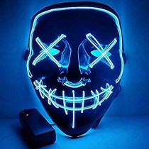 Brain Giggles Jade Halloween Mask, Led Light Up Purge Mask For Halloween Party, Halloween Mask With Blue Lights