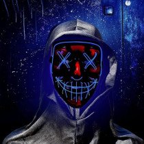 Brain Giggles Jade Halloween Mask, Led Light Up Purge Mask For Halloween Party, Halloween Mask With Blue Lights