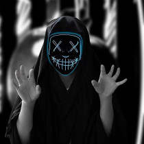 Brain Giggles Jade Halloween Mask, Led Light Up Purge Mask For Halloween Party, Halloween Mask With Blue Lights