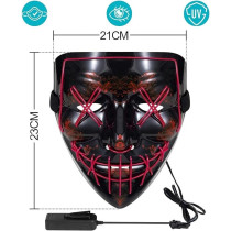 Brain Giggles Jade Halloween Mask, Led Light Up Purge Mask For Halloween Party, Halloween Mask With Blue Lights