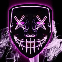 Brain Giggles Jade Halloween Mask, Led Light Up Purge Mask For Halloween Party, Halloween Mask With Purple Light, Halloween Party Mask For Kids And Adults
