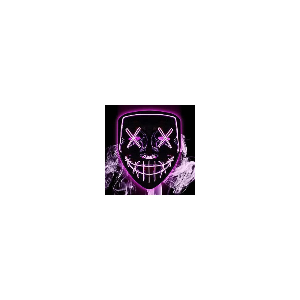 Brain Giggles Jade Halloween Mask, Led Light Up Purge Mask For Halloween Party, Halloween Mask With Purple Light, Halloween Party Mask For Kids And Adults