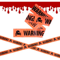 Brain Giggles Halloween Caution Tape, 6M Orange Hazard Warning Tape For Halloween Decorations, Safety Printed Tape For Workplace Danger Areas Halloween Party Decorations