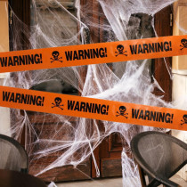 Brain Giggles Halloween Caution Tape, 6M Orange Hazard Warning Tape For Halloween Decorations, Safety Printed Tape For Workplace Danger Areas Halloween Party Decorations