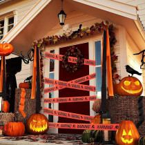 Brain Giggles Halloween Caution Tape, 6M Orange Hazard Warning Tape For Halloween Decorations, Safety Printed Tape For Workplace Danger Areas Halloween Party Decorations