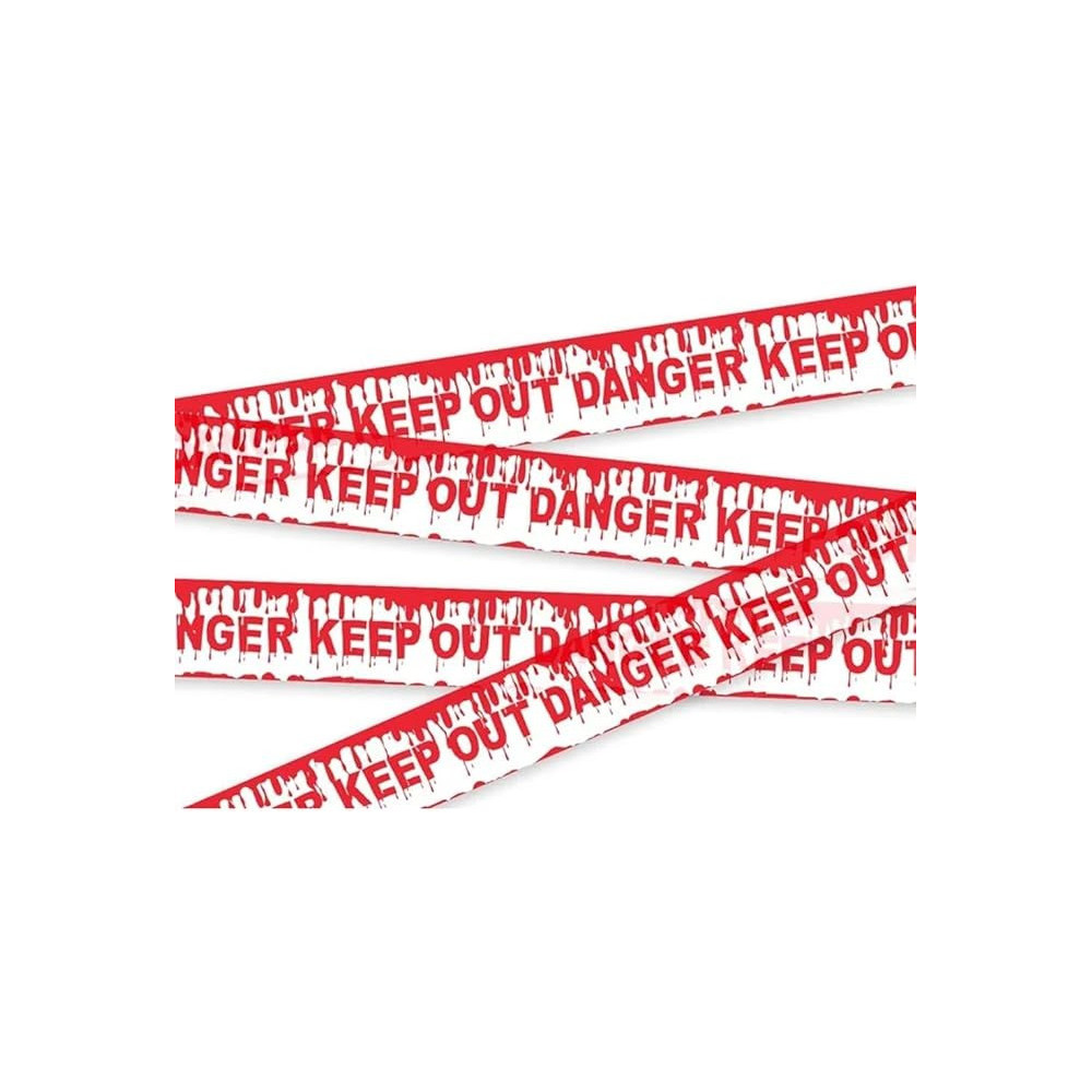 Brain Giggles Halloween Caution Tape, 9M White Hazard Warning Tape For Halloween Decorations, Safety Printed Tape For Workplace Danger Areas Halloween Party Decorations Party