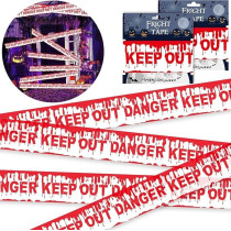 Brain Giggles Halloween Caution Tape, 9M White Hazard Warning Tape For Halloween Decorations, Safety Printed Tape For Workplace Danger Areas Halloween Party Decorations Party