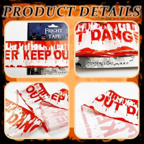 Brain Giggles Halloween Caution Tape, 9M White Hazard Warning Tape For Halloween Decorations, Safety Printed Tape For Workplace Danger Areas Halloween Party Decorations Party