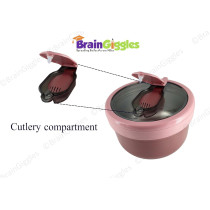 Brain Giggles Insulated Leakproof Bpa Free Stainless Steel Lunch Box With Handle, Foldable Spoon-Fork Combo In Lunch Box For Adults And Kids, 850 Ml Food Jar Portable Food Flask, Soup Bowl (Pink)