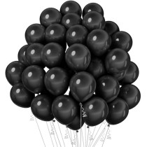 Brain Giggles 50Pcs Metallic Balloon 12Inches Latex Balloon For Party Balloon, Wedding, Graduation, Kids Birthday Party, Christmas, Baby Shower, Party Supplies, Arch Balloon (Black)