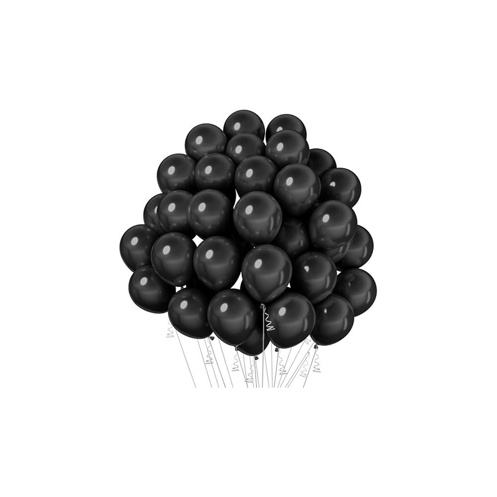 Brain Giggles 50Pcs Metallic Balloon 12Inches Latex Balloon For Party Balloon, Wedding, Graduation, Kids Birthday Party, Christmas, Baby Shower, Party Supplies, Arch Balloon (Black)