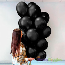 Brain Giggles 50Pcs Metallic Balloon 12Inches Latex Balloon For Party Balloon, Wedding, Graduation, Kids Birthday Party, Christmas, Baby Shower, Party Supplies, Arch Balloon (Black)