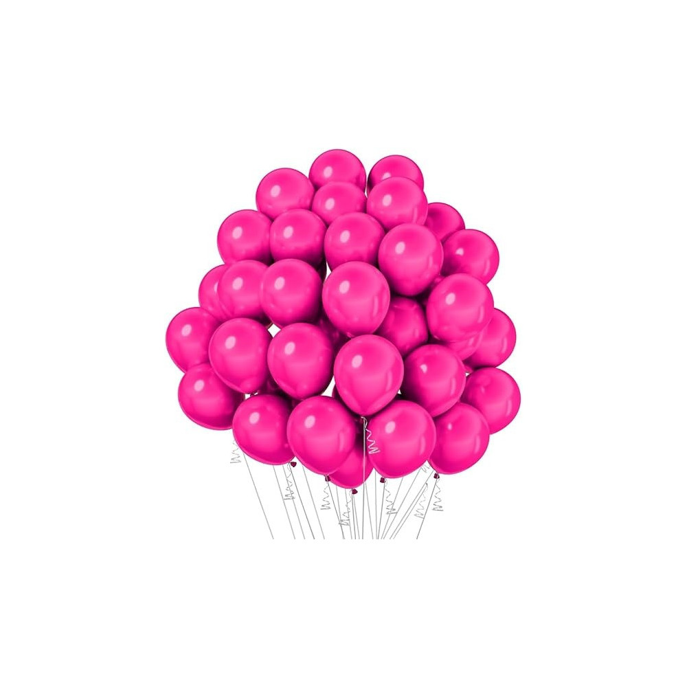 Brain Giggles 50Pcs Metallic Balloon 12 Inches Latex Balloon For Party Balloon, Wedding, Graduation, Kids Birthday Party, Christmas, Baby Shower, Party Supplies, Arch Balloon (Dark Pink)