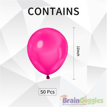 Brain Giggles 50Pcs Metallic Balloon 12 Inches Latex Balloon For Party Balloon, Wedding, Graduation, Kids Birthday Party, Christmas, Baby Shower, Party Supplies, Arch Balloon (Dark Pink)