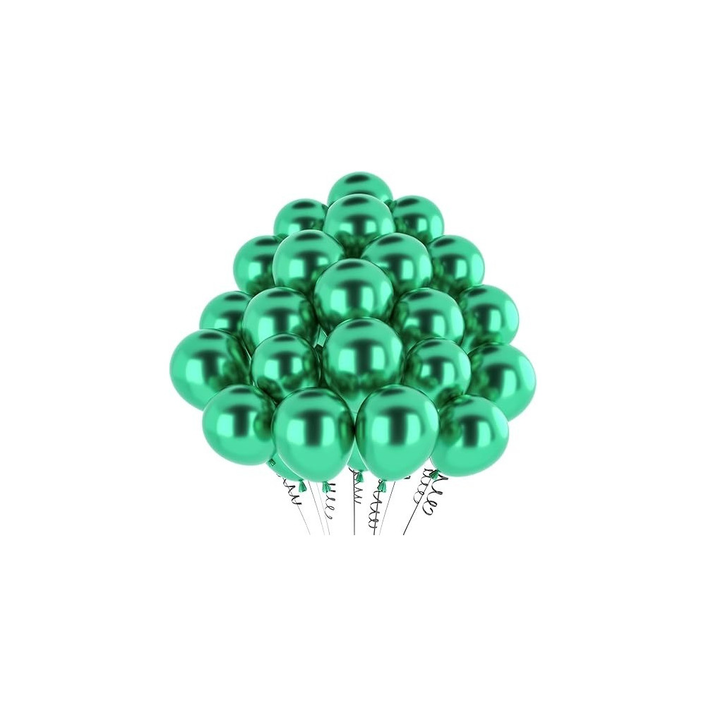 Brain Giggles 50Pcs Metallic Balloon 12Inches Latex Balloon For Party Balloon, Wedding, Graduation, Kids Birthday Party, Christmas, Baby Shower, Party Supplies, Arch Balloon (Metallic Green)