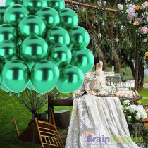 Brain Giggles 50Pcs Metallic Balloon 12Inches Latex Balloon For Party Balloon, Wedding, Graduation, Kids Birthday Party, Christmas, Baby Shower, Party Supplies, Arch Balloon (Metallic Green)