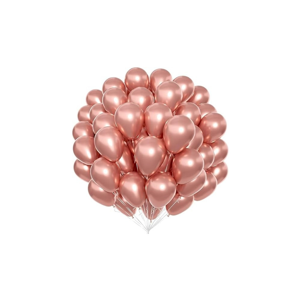 Brain Giggles 50Pcs Metallic Balloon 12Inches Latex Balloon For Party Balloon, Wedding, Graduation, Kids Birthday Party, Christmas, Baby Shower, Party Supplies, Arch Balloon (Rose Gold)