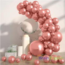 Brain Giggles 50Pcs Metallic Balloon 12Inches Latex Balloon For Party Balloon, Wedding, Graduation, Kids Birthday Party, Christmas, Baby Shower, Party Supplies, Arch Balloon (Rose Gold)