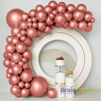 Brain Giggles 50Pcs Metallic Balloon 12Inches Latex Balloon For Party Balloon, Wedding, Graduation, Kids Birthday Party, Christmas, Baby Shower, Party Supplies, Arch Balloon (Rose Gold)
