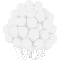 Brain Giggles 50Pcs Metallic Balloon 12Inches Latex Balloon For Party Balloon, Wedding, Graduation, Kids Birthday Party, Christmas, Baby Shower, Party Supplies, Arch Balloon (White)