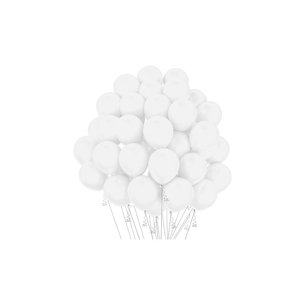 Brain Giggles 50Pcs Metallic Balloon 12Inches Latex Balloon For Party Balloon, Wedding, Graduation, Kids Birthday Party, Christmas, Baby Shower, Party Supplies, Arch Balloon (White)