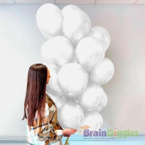 Brain Giggles 50Pcs Metallic Balloon 12Inches Latex Balloon For Party Balloon, Wedding, Graduation, Kids Birthday Party, Christmas, Baby Shower, Party Supplies, Arch Balloon (White)
