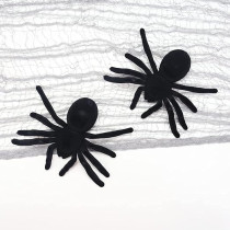 Brain Giggles Giant Fake Black Spiders With Bendable Legs, Realistic And Scary Halloween Decorations For Indoor And Outdoor Halloween Party, Halloween Supplies And Decor (Set Of 4)