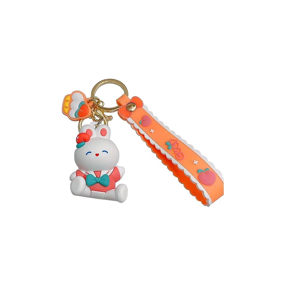 Brain Giggles Kawaii Key Chains For Girls Cute Pendant Cartoon Keyrings Anime Doll Silicone Key Holder For Bag Jewelry Car Keyring Christmas Birthday Gift, Bunny