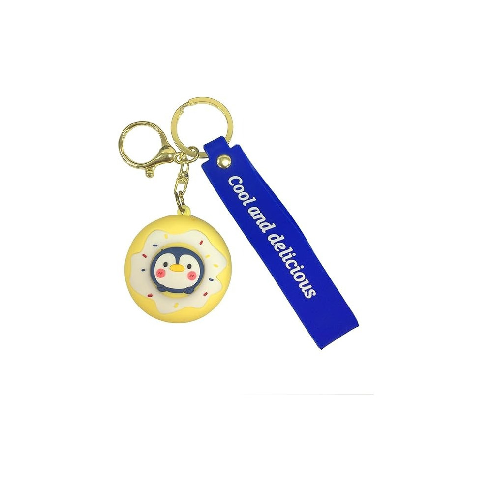 Brain Giggles Kawaii Key Chains For Girls Cute Pendant Cartoon Keyrings Anime Doll Silicone Key Holder For Bag Jewelry Car Keyring Christmas Birthday Gift, Donut Yellow