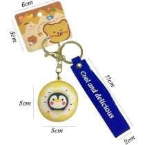 Brain Giggles Kawaii Key Chains For Girls Cute Pendant Cartoon Keyrings Anime Doll Silicone Key Holder For Bag Jewelry Car Keyring Christmas Birthday Gift, Donut Yellow
