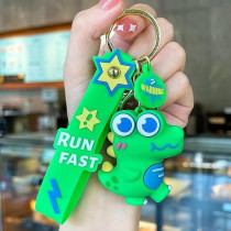 Brain Giggles Kawaii Key Chains For Girls Cute Pendant Cartoon Keyrings Anime Doll Silicone Key Holder For Bag Jewelry Car Keyring Christmas Birthday Gift, Green Dinosaur