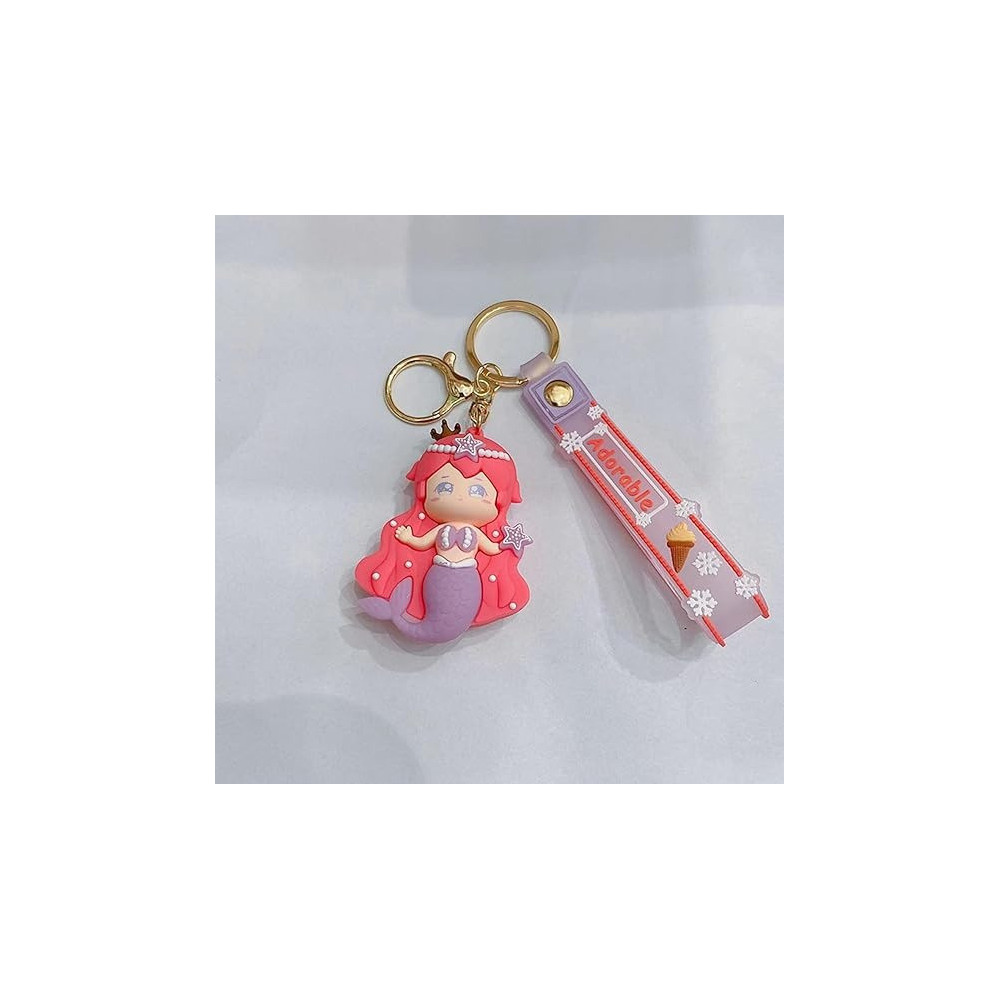 Brain Giggles Kawaii Key Chains For Girls Cute Pendant Cartoon Keyrings Anime Doll Silicone Key Holder For Bag Jewelry Car Keyring Christmas Birthday Gift, Mermaid