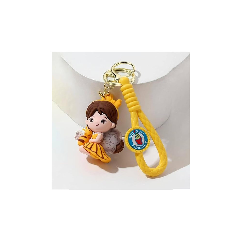 Brain Giggles Kawaii Key Chains For Girls Cute Pendant Cartoon Keyrings Anime Doll Silicone Key Holder For Bag Jewelry Car Keyring Christmas Birthday Gift, Yellow Bee