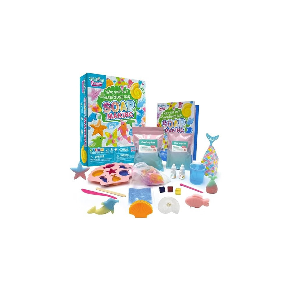 Brain Giggles Science Experiment Kit For Kids, Stem Toys For Boy Girls (Ocean Breeze Soap Making Kit)