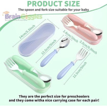 Brain Giggles Kids Cutlery Set With Case, Round Edge Stainless Steel, Bpa Free Spoon And Fork, Hygienic 304 Stainless Steel For School, Picnic, Outing (Pack Of 1, Blue)