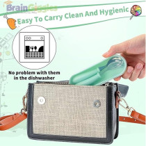 Brain Giggles Kids Cutlery Set With Case, Round Edge Stainless Steel, Bpa Free Spoon & Fork, Hygienic 304 Stainless Steel For School, Picnic, Outing (Pack Of 1, Green)