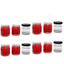 Small Glass Jars With Twist Black Lids, Airtight Food Storage Honey Jar Favors Leak Proof Seal (12, Round, 25Ml)