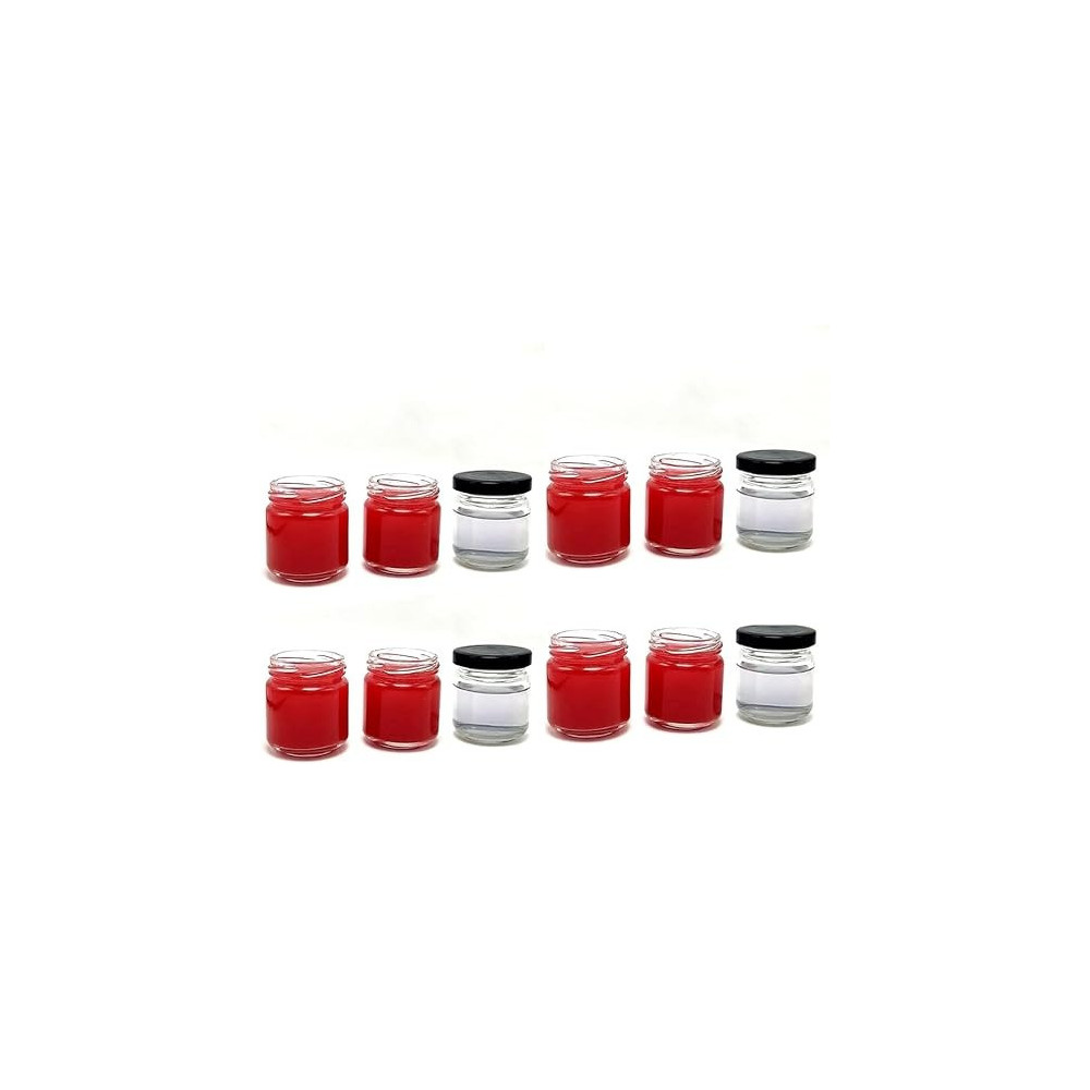 Small Glass Jars With Twist Black Lids, Airtight Food Storage Honey Jar Favors Leak Proof Seal (12, Round, 25Ml)