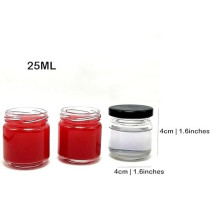 Small Glass Jars With Twist Black Lids, Airtight Food Storage Honey Jar Favors Leak Proof Seal (12, Round, 25Ml)