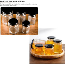 Small Glass Jars With Twist Black Lids, Airtight Food Storage Honey Jar Favors Leak Proof Seal (12, Hexagonal, 85Ml)