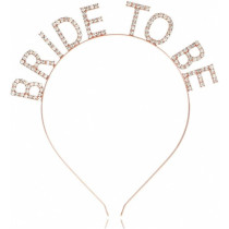 Brain Giggles Bride-To-Be Rhinestone Headband, Elegant Alloy Bridal Hair Accessory With Sparkling Letters (Rose Gold)