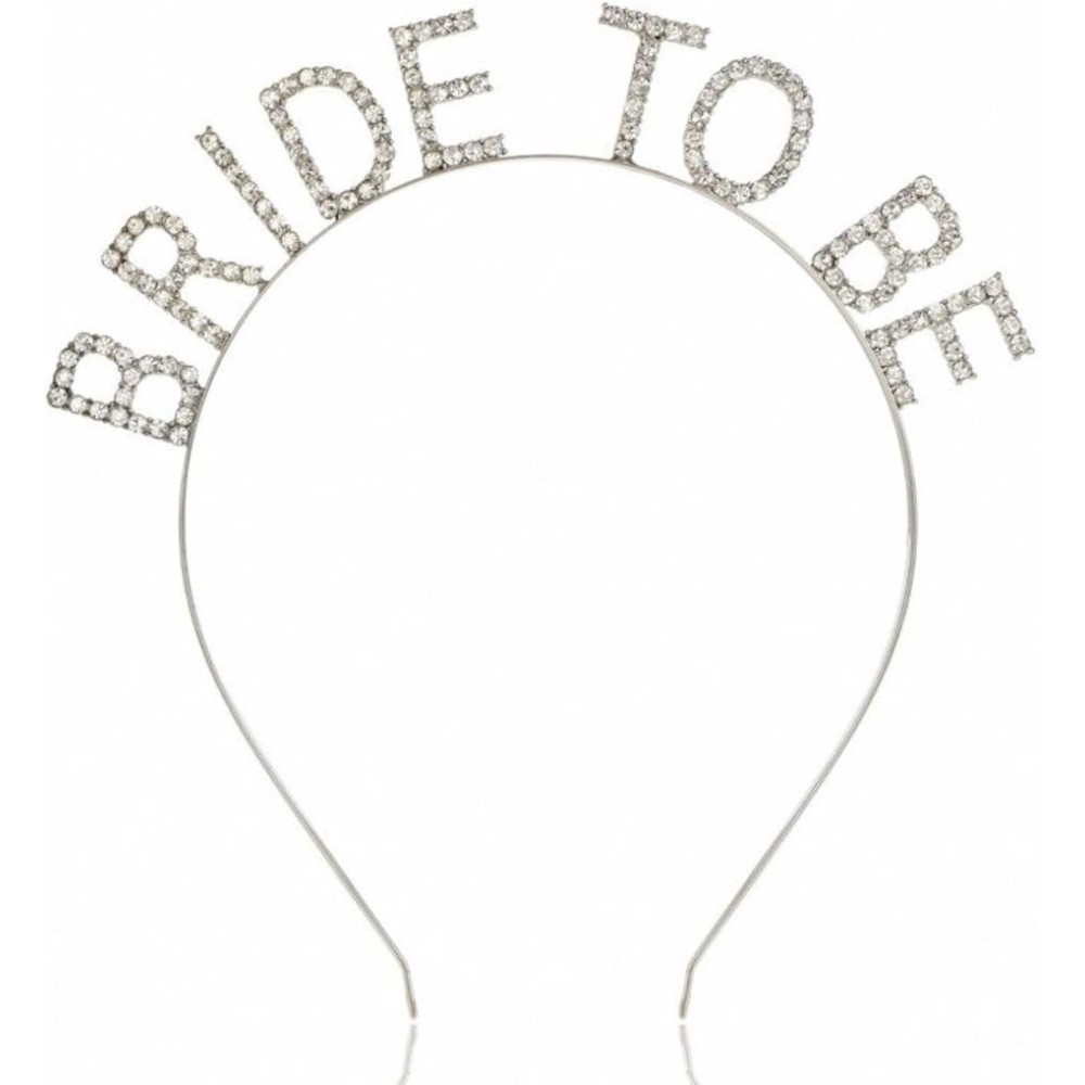 Brain Giggles Bride-To-Be Rhinestone Headband, Elegant Alloy Bridal Hair Accessory With Sparkling Letters (Silver)