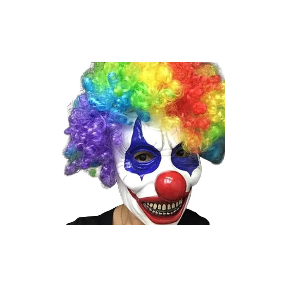 Brain Giggles Halloween Scary Mask, Durable, Adjustable Full Face Costume Mask For Men And Women, Clown Mask Wig