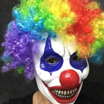 Brain Giggles Halloween Scary Mask, Durable, Adjustable Full Face Costume Mask For Men And Women, Clown Mask Wig