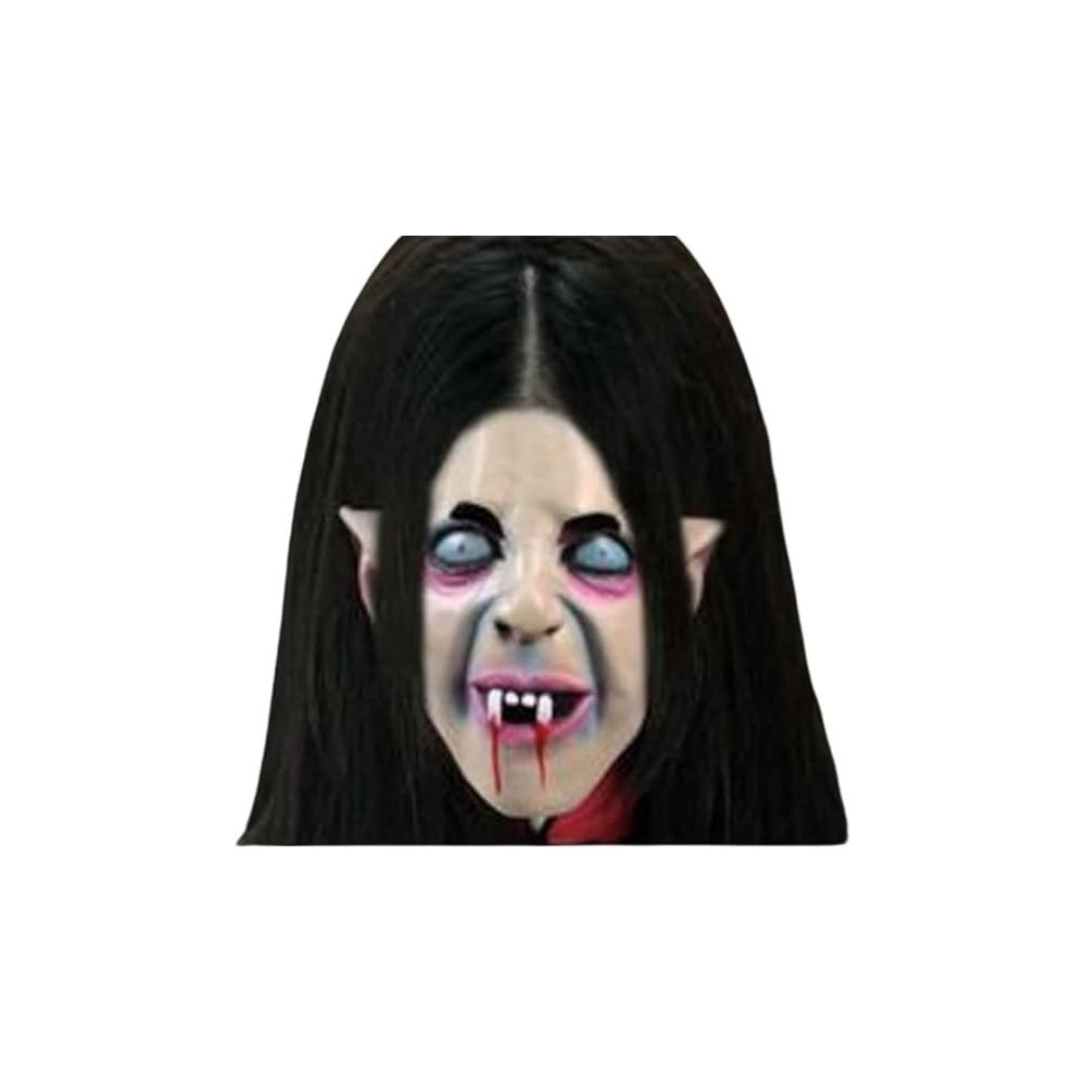 Brain Giggles Halloween Scary Mask, Durable, Adjustable Full Face Costume Mask For Men And Women, Vampire Black Mask