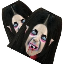 Brain Giggles Halloween Scary Mask, Durable, Adjustable Full Face Costume Mask For Men And Women, Vampire Black Mask
